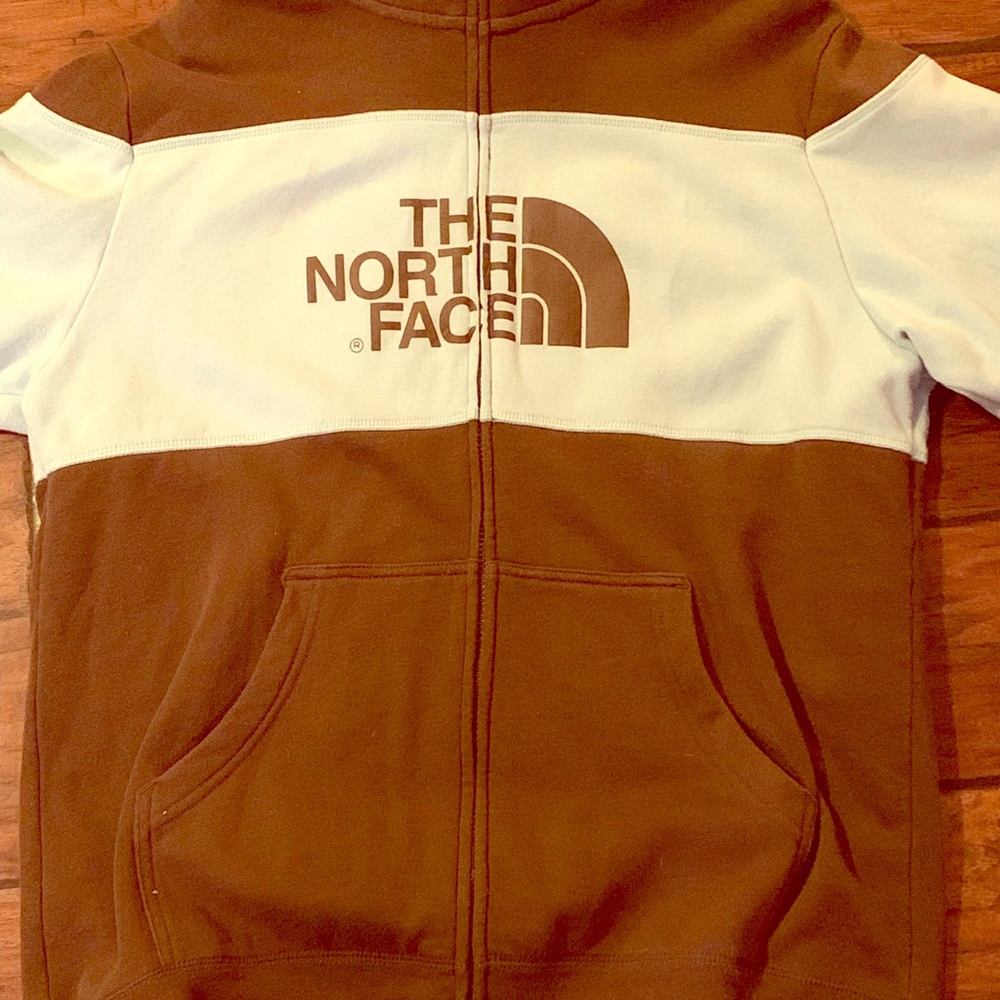 Large north face hoodie - brown/baby blue